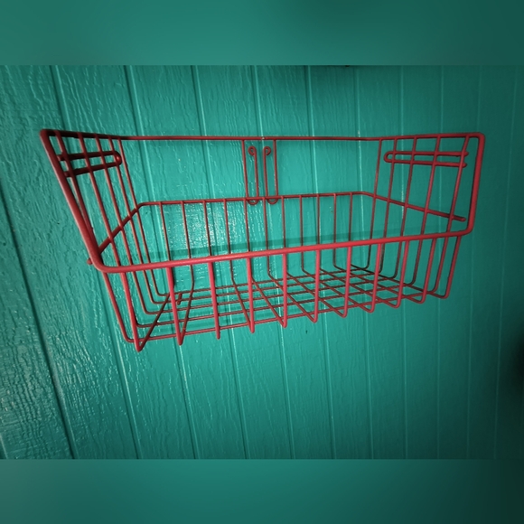 Red Metal Basket Wall Mount - Picture 4 of 16
